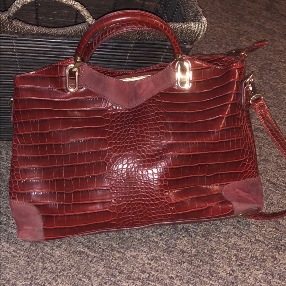 Bebe maroon snakeskin purse